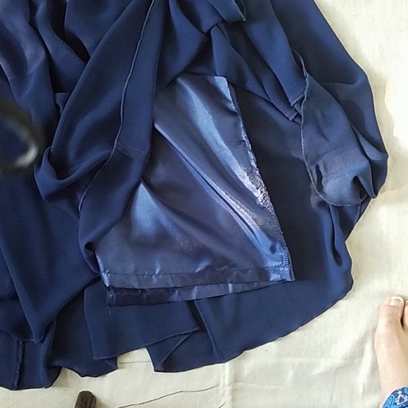 Blue Chiffon Gala dress with White trim - Picture 5 of 7